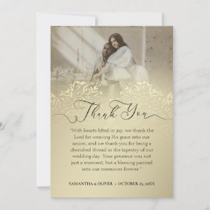 Bilhete de Agradecimento Timeless `Damasco Dourado