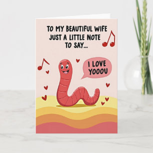 Bilhete de Amor de Minhoca para Cartão de Esposa
