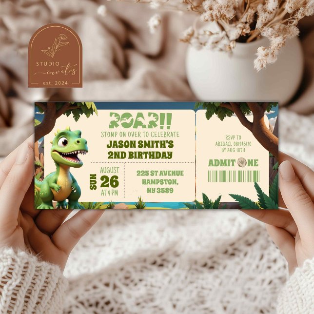 Bilhete de Aniversário de Animais Dinossauros para (Criador carregado)