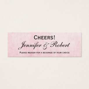 Bilhete de Bebida de Casamento com Aquarela Rosa