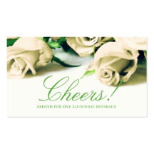 Bilhete de Bebida Romântica de Rosas Brancas