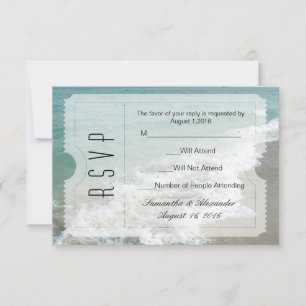 Bilhete de Casamento de Destino de Praia - RSVP Pe