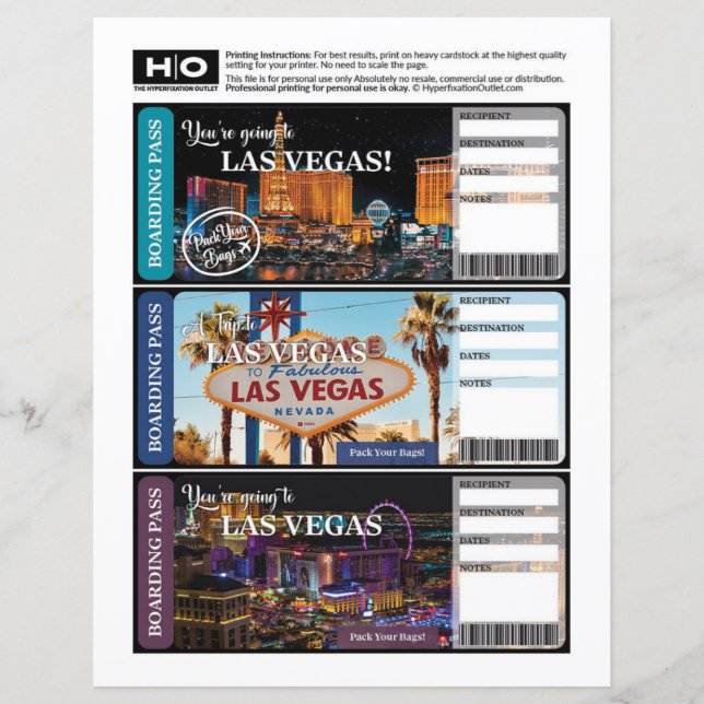 Bilhete de Choque de Las Vegas para Viagem e Event (Frente)