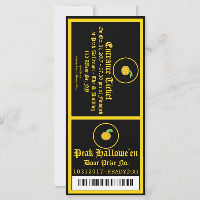 Bilhete de Convite para o Festa 2 do Hallowe (Frente)