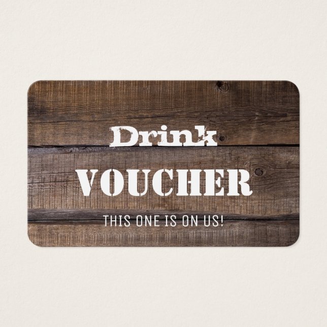 Bilhete de Drinagem Livre Rustic Wood Weding Vouch (Frente)