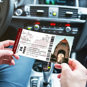 Bilhete de embarque para convite de casamento
