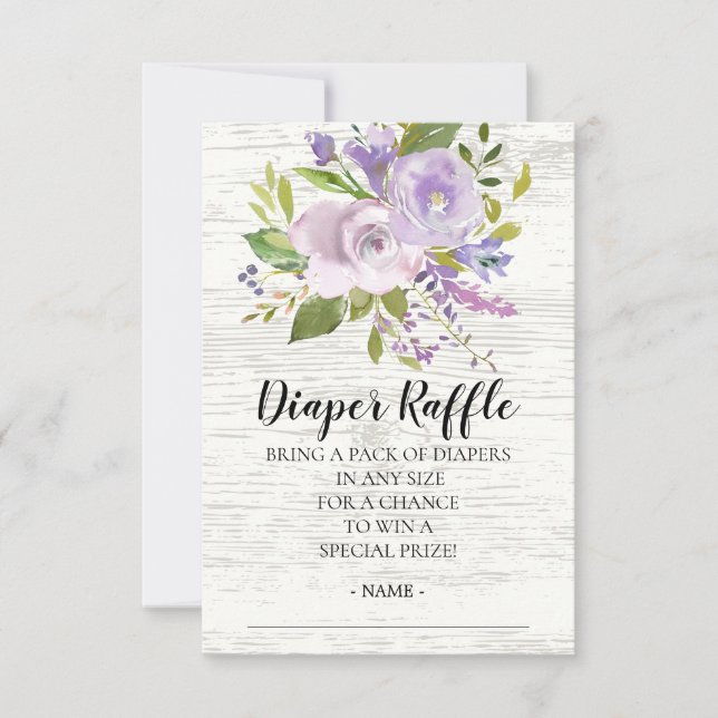 Bilhete de Fralda Floral Rustic Raffle (Frente)