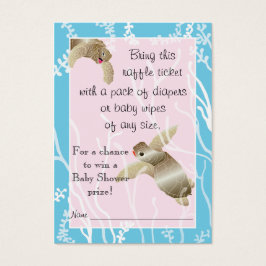 Bilhete de Rafa do chá de fraldas/Rosa/Tartaruga A