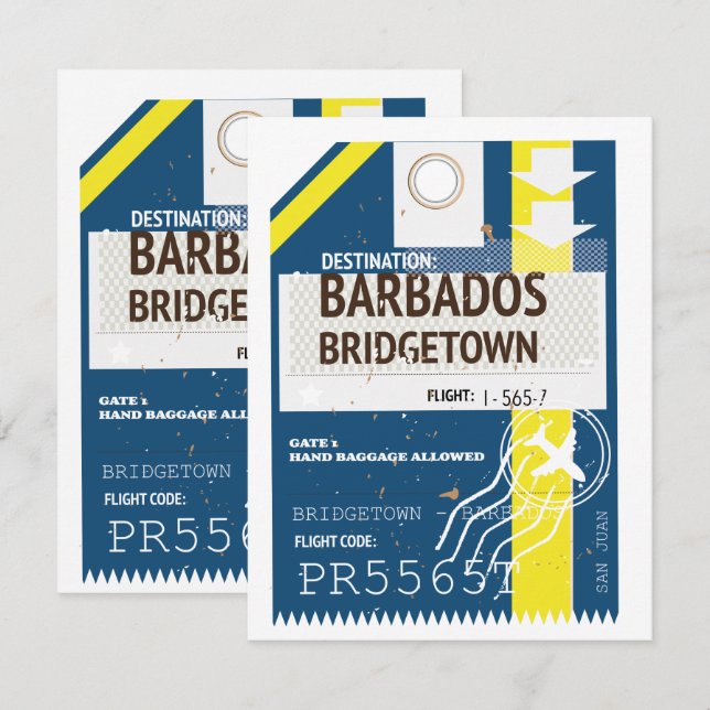 Bilhete de viagem de Bridgetown Barbados (Frente/Verso)
