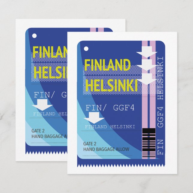 bilhete de viagem Finlândia Helsinque (Frente/Verso)