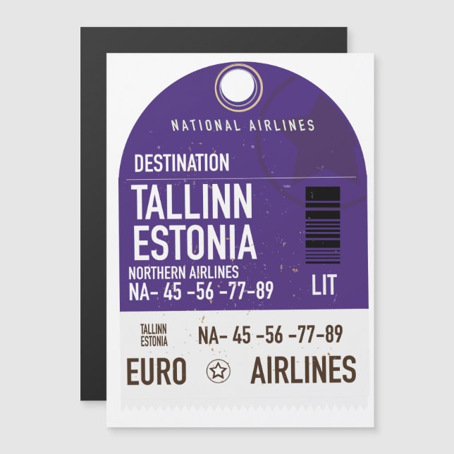 Bilhete de viagem Tallinn Estônia (Frente/Verso)