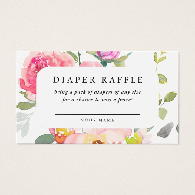 Bilhete Floral do Chá de fraldas Raffle fralda (Frente)