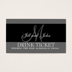 Bilhete personalizado da bebida para a recepção 