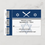 Bilhete RSVP do basebol de Mitzvah do bar<br><div class="desc">Bilhete do basebol dos azuis marinhos e das cinzas com a estrela de David para seu bar Mitzvah/cartão Mitzvah RSVP do bastão. Dois bastões de beisebol e estrela de David center em uma cor azul desvanecida. Se o esquema de cores não é o que você quis por favor envie por...</div>