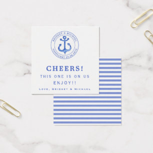 Bilhete Wedding náutico azul da bebida da âncora