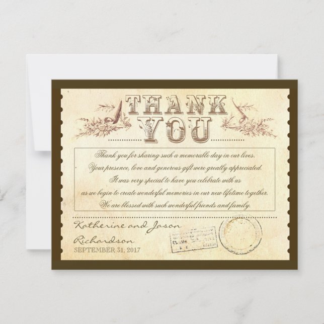 bilhetes de agradecimento antigos e vintage - cart (Frente)
