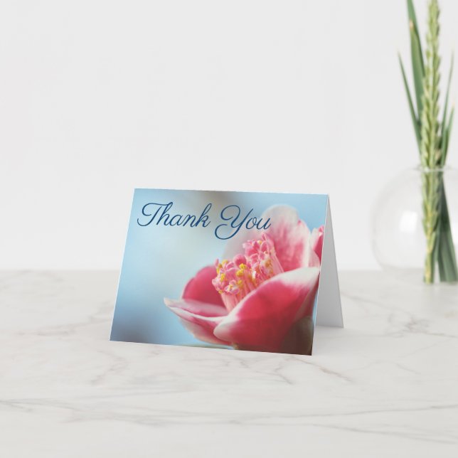 Bilhetes de Agradecimento Camelia Flor Rosa (Frente)