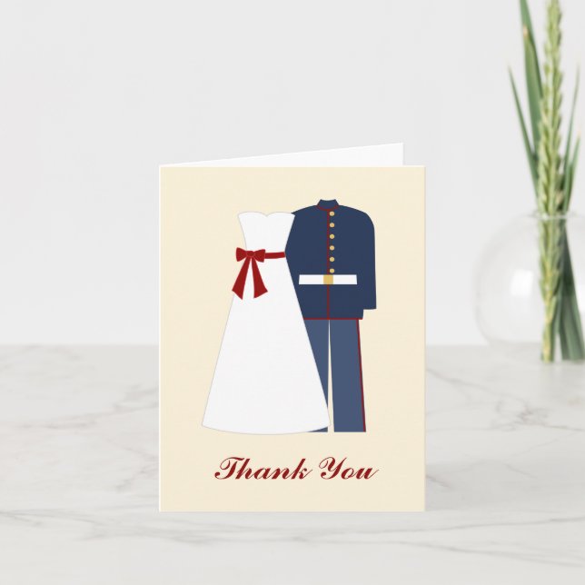 Bilhetes de Agradecimento de Casamento Militar (Frente)