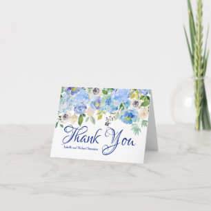 Bilhetes de Agradecimento Florais Azuis Personaliz