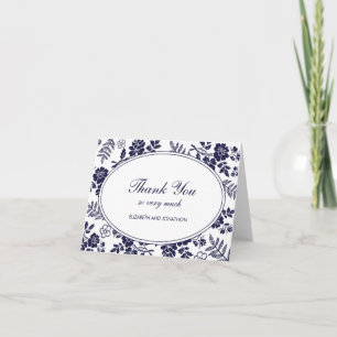 Bilhetes de Agradecimento Florais Azul Marinho