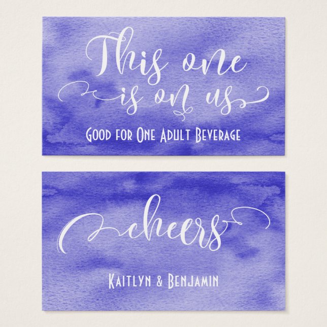 Bilhetes de Bebida com Aquarela Roxa e Branco (Frente & Verso)
