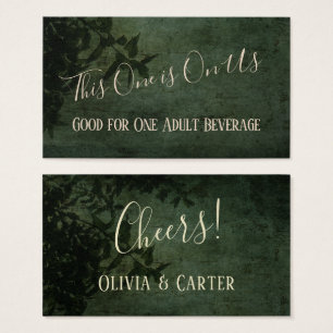 Bilhetes de Bebida Rústicos Vintage Verde Escuro e