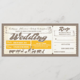 Bilhetes de convite para casamento de animais selv