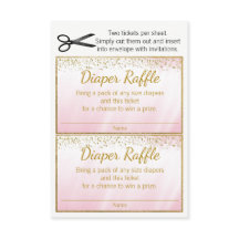 Bilhetes de Rifa de Fraldas Meninas Ouro Rosa