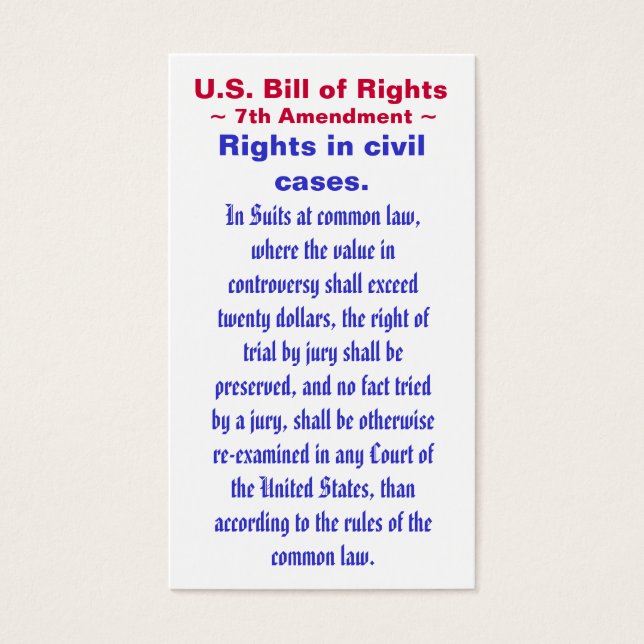 Bill of Rights dos EUA, ~ Sétima Emenda ~ (Frente)