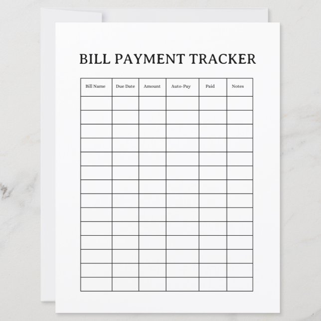 Bill Payment Tracker Template (Frente)