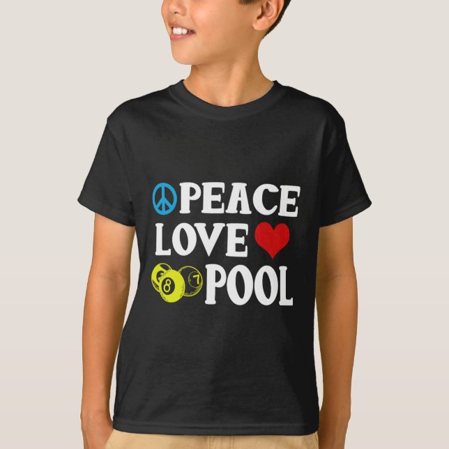 Billiards Camisa Engraçada Paz Piscina Cotação P (Frente)