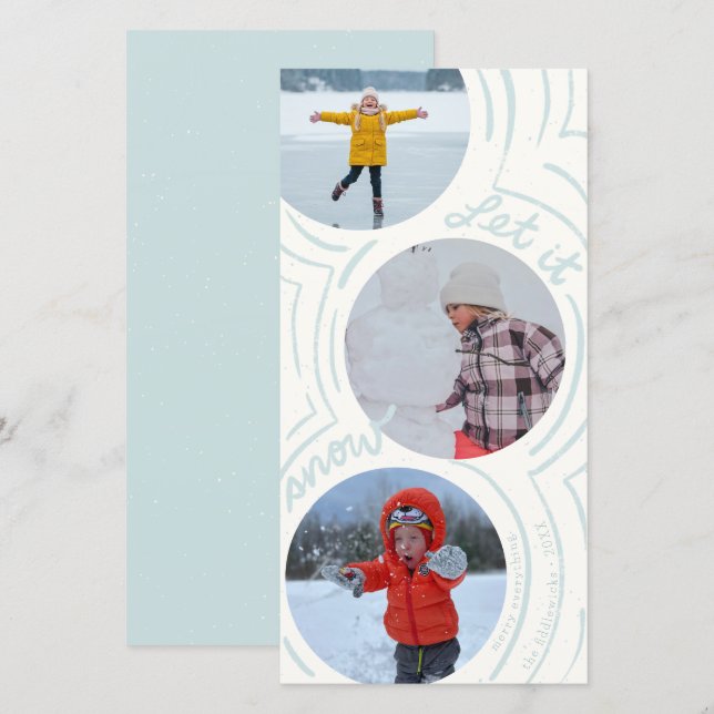Billowy Snow- Tall Holiday Photo Card (Frente/Verso)