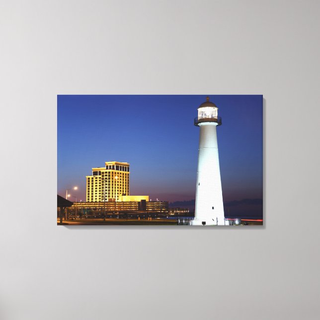 Biloxi Lighthouse No Som Na Arte Da Canvas Noturna (Frente)
