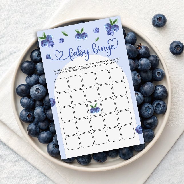 Bingo Chá de fraldas de Garoto de Água Doce de Blu (Blueberry Sweet Watercolor Boy Baby Shower Bingo)