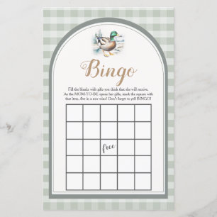 Bingo Chá de fraldas Gingham, Pequeno Pato Doce
