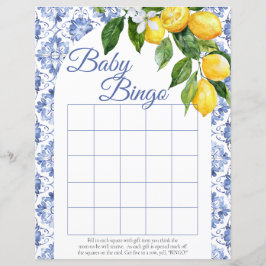Bingo Chá de fraldas Limão do Azulejo Azul do Medi