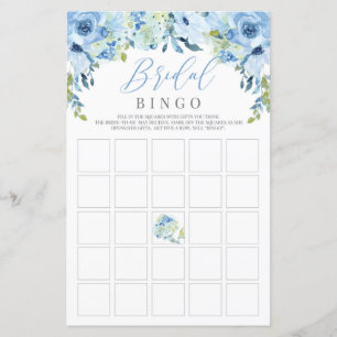 Bingo chá de panela floral azul-prateado
