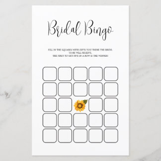 Bingo Chá de panela minimalista de girassóis brilh