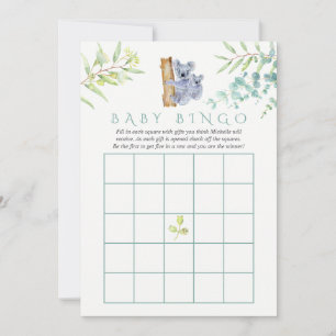 Bingo de Bebê Folhas de Eucalipto Urso Coala Fofo