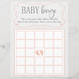 Bingo de Bebê Geométrico em Pastel Rosa e Creme