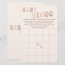 Bingo de Bebê Neutro Moderno Marrom Minimalista