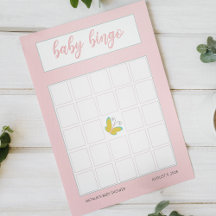 Bingo de Chá de Bebê Borboleta Rosa Flores da Prim