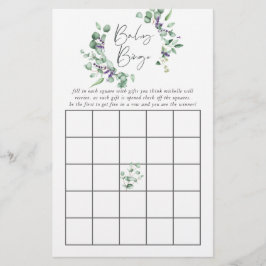 Bingo de Chá de Bebê com Eucalipto Lavanda