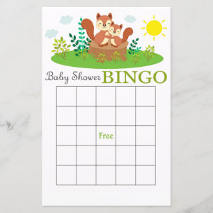 Bingo de chá de bebê de esquilo da floresta