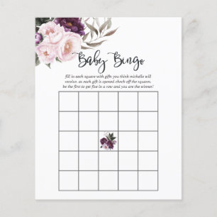 Bingo de Chá de Bebê Floral em Veludo Profundo