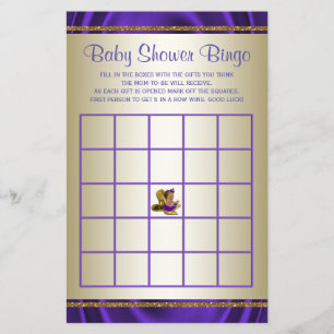 Bingo de Chá de Bebê Menina Roxo Jogos de Chá de B