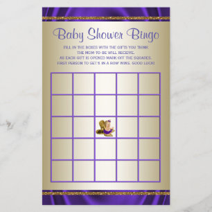 Bingo de Chá de Bebê Menina Roxo Jogos de Chá de B