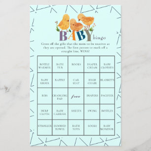 Bingo de Chá de fraldas de frango, branco, com aqu
