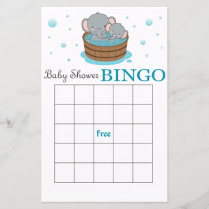 Bingo de chá de fraldas elefante bonito