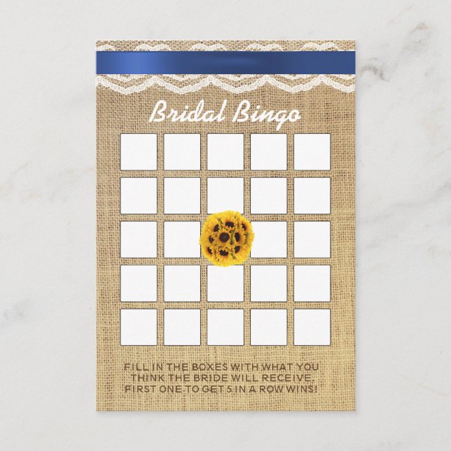 Bingo de Chá de Noiva de Bola de Girassol com Rend (Frente)